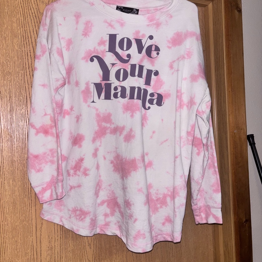 Derek Heart Pink and White Long Sleeve Tie-Dye Top